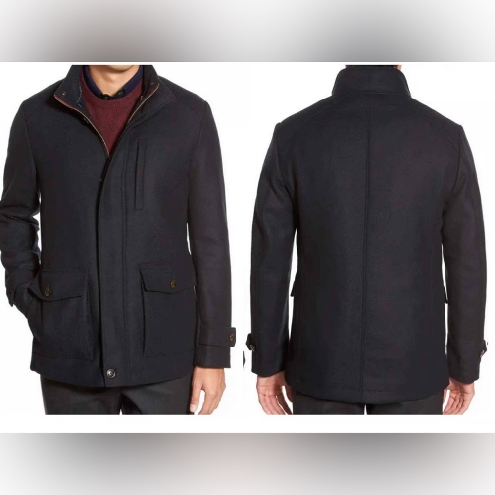 Ted Baker Men’s Bartley Wool Fur Collar Coat